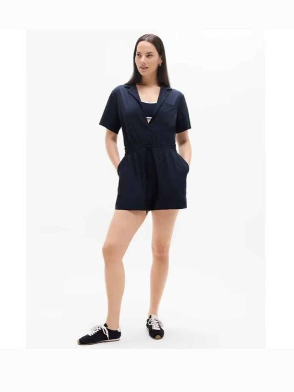 Athleta Navy Blue Romper Medium EUC MP - Picture 4 of 13